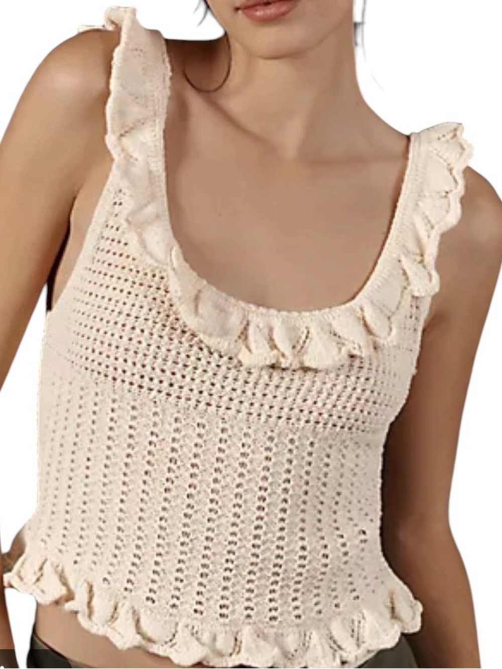 Pilcro Crochet Tank Top Size large Cream Color